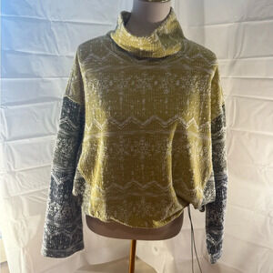 Tru Luxe Jeans Yellow Cowl Turtleneck Sweater with Cozy Texture